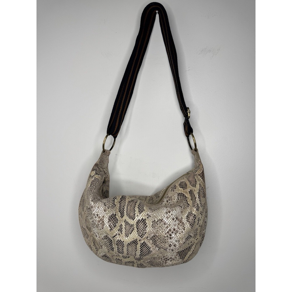 Anthropologie Snake-Printed Leather‎ Shoulder Bag